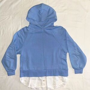 ZARA cotton plush hoodie button down baby blue pastel girls sweatshirt pullover